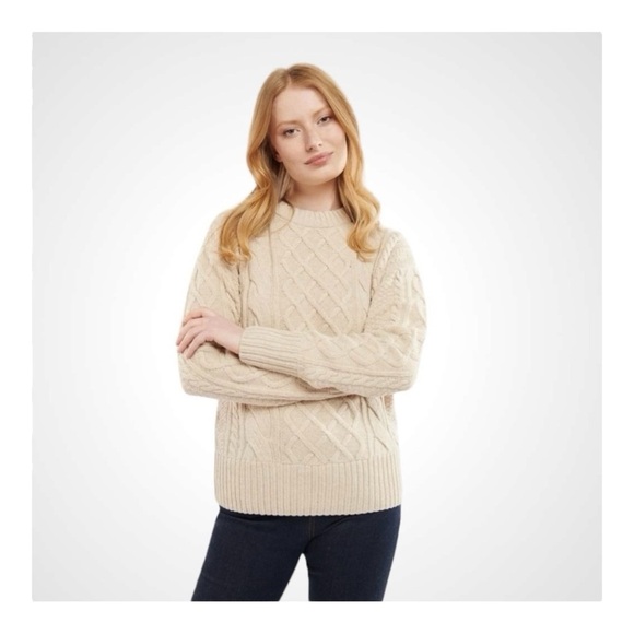 Barbour Daffodil Crew Neck Sweater in Oatmeal NWT - Picture 1 of 8